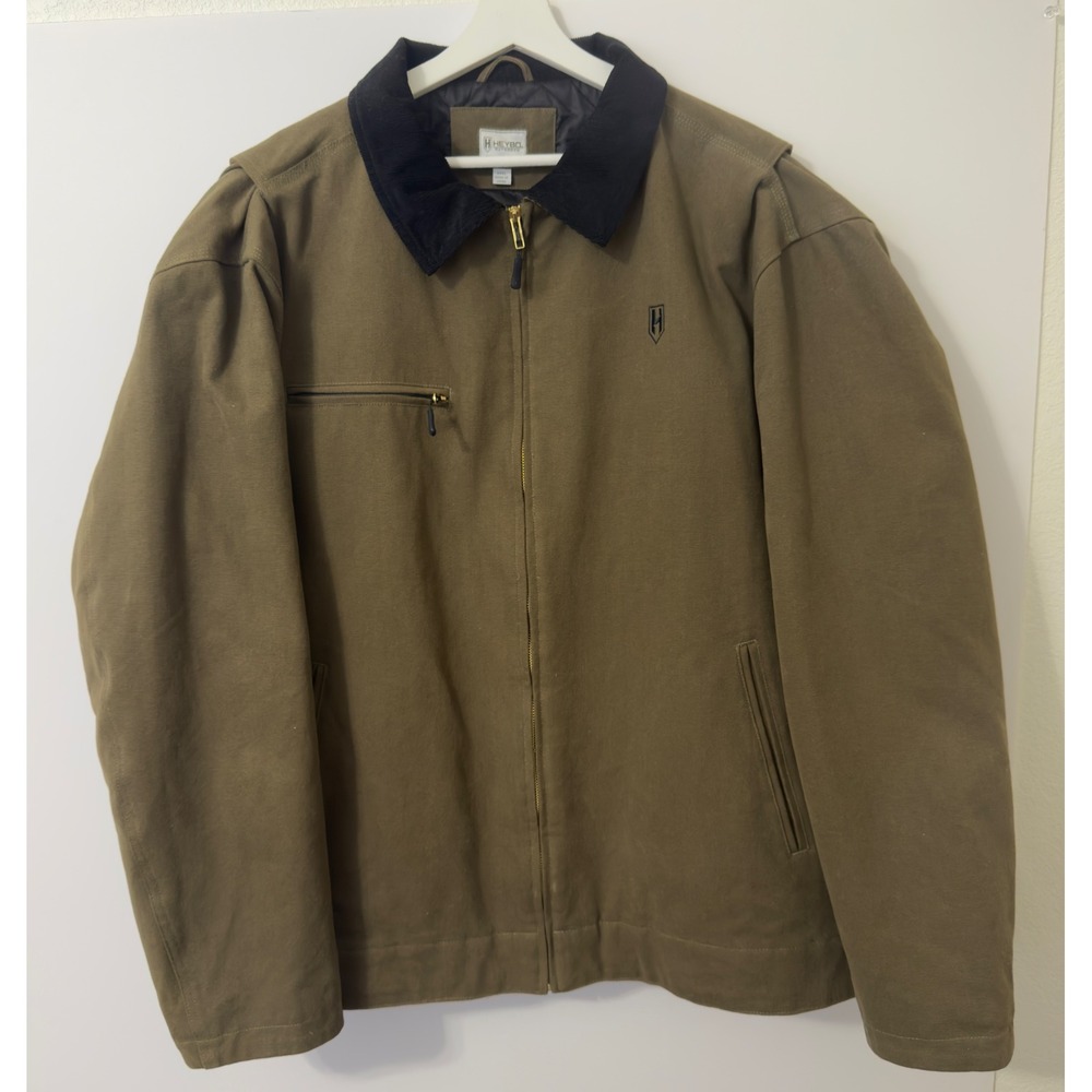 Heybo Outdoors Field Jacket Mens XXXL BrownCanvas Quilted Zip Bi-Swing Back